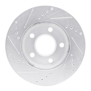 Chevrolet Classic Brake Rotor (1) - Front Right - R1 Concepts - Drilled & Slotted - Silver - `97-`05